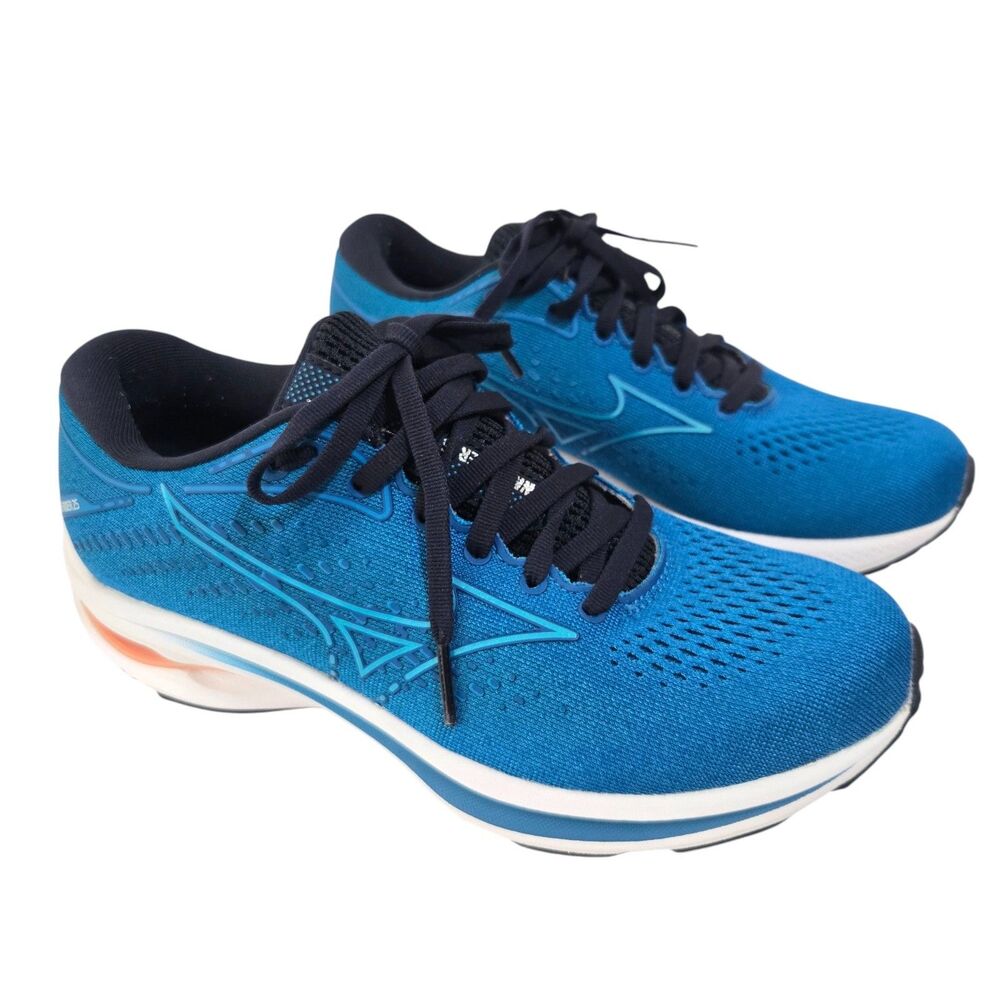 Mizuno Womens Wave Rider 25 Running Shoes Size 6 / 36 Blue White Athletic EUC